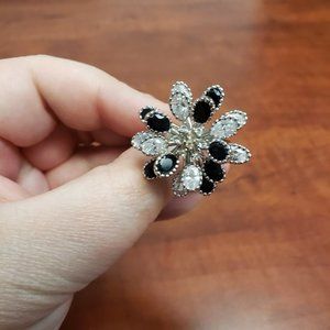 Black & Clear Gemstone Cocktail Ring